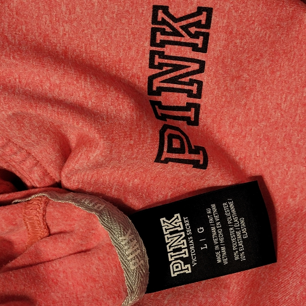 VS PINK Hot Pink Heather Athleisure Hoodie Thumbhole Sleeves Back Zip Pocket  Lg - Picture 10 of 16